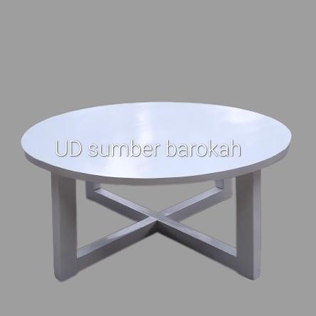 meja bulat, meja pendek.kayu jati belanda. diameter 80cm.