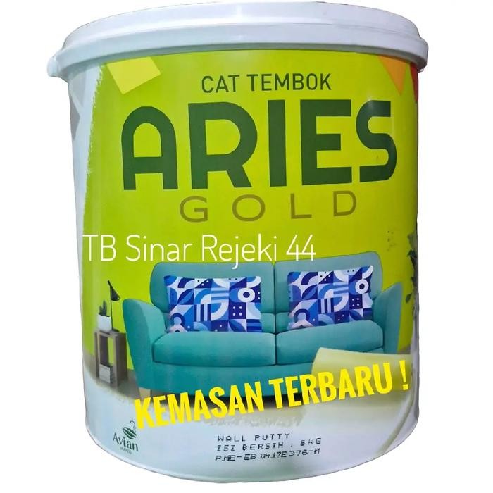 Aquaproof Paint - 5 Kg Aries Gold Wall Putty Plamir Tembok Dinding Retak Halus Dempul Instan