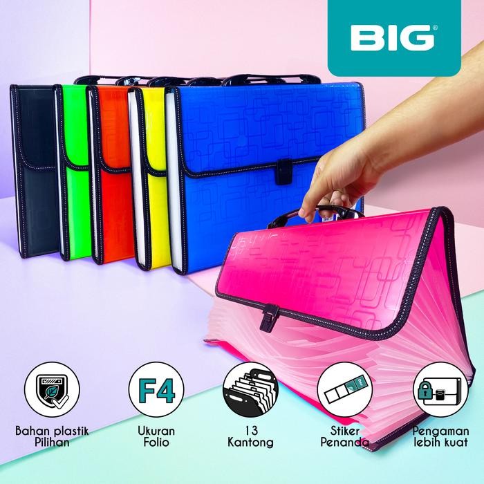 

OJ BIG Expanding File/ Map Harmonika/ Organizer Dokumen F4 Folio Plastik 13 Poket Kunci XP-8005
