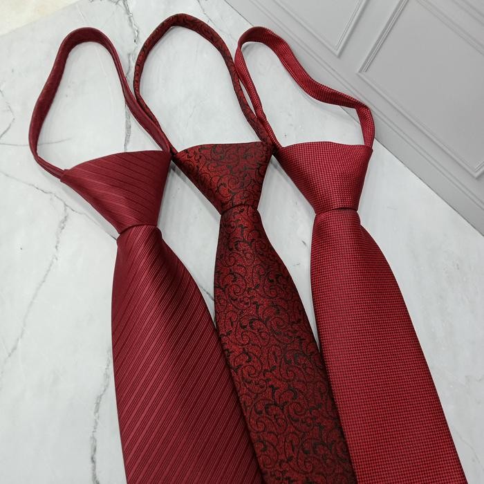 ORIGINAL dasi merah maroon polos dasi merah polos instan siap pakai READY STOCK