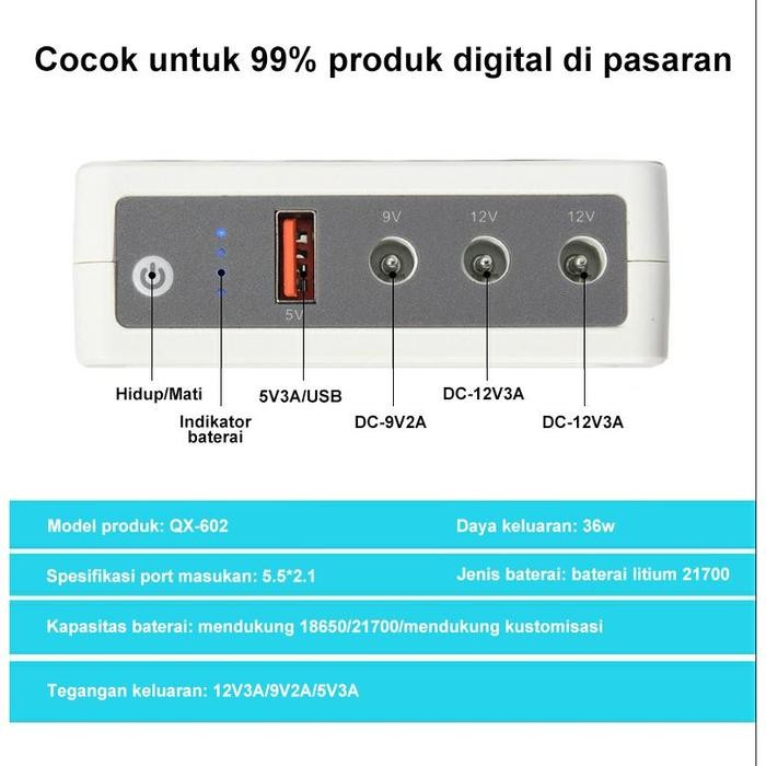 Mantab Techbee Ups Router Poe Dc 10400Mah 5V/9V/12V/15V/24V 2A Power Supply Ups Mini Ups Wifi Cctv