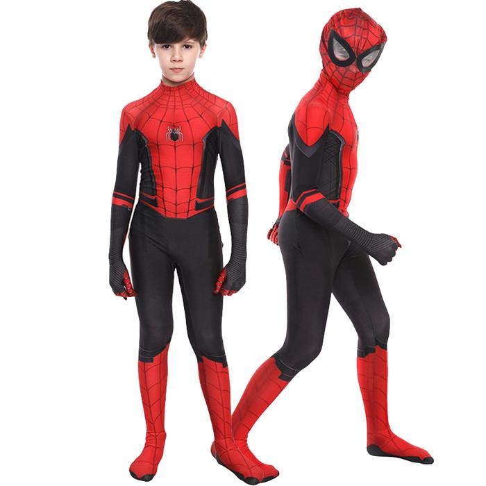 ASLI 3-11 Tahun Anak Laki-laki Spider-Man Cosplay Kostum Bodysuit Suit Pahlawan Ekspedisi Pakaian
