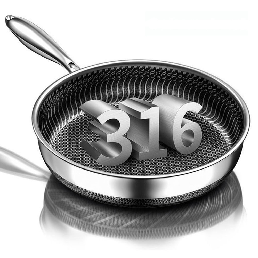 Frying Pan 316 Stainless Steel Wok Pan Double-sided Honeycomb Skillet