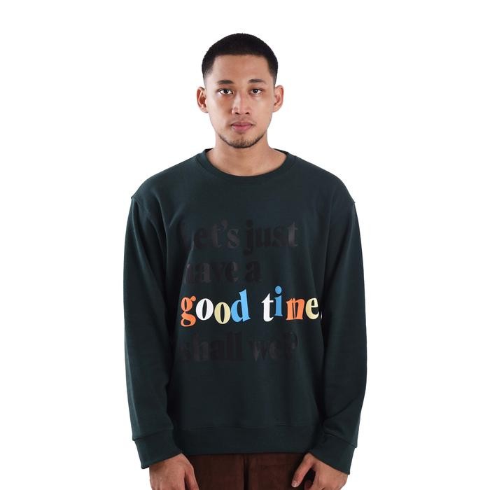 LEAF Bold Type Green Crewneck terlaris
