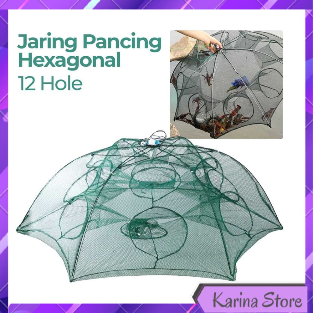 JARING PANCING IKAN HEXAGONAL 12 HOLE FISHING NET TRAP CAGE - H14572