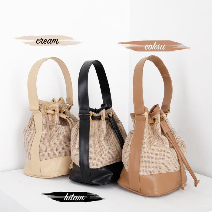 Top Slingbag Serut Rayya - Tas Selempang Wanita Kanvas Kulit