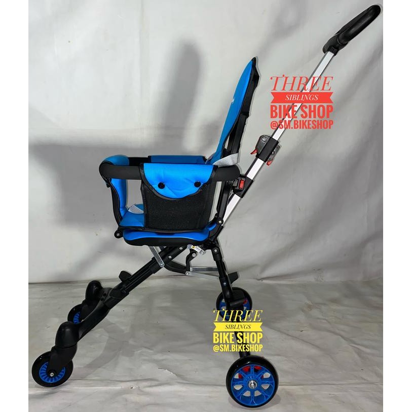CHAIR STROLLER FAMILY TRAVELLER WARNA BIRU ALLOY FRAME