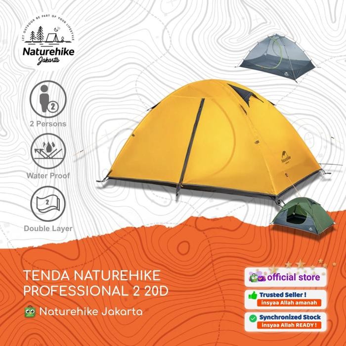 Ready TENDA PROFESSIONAL 2 20D NATUREHIKE NH15Z006-P 2P ORANG CAMPING