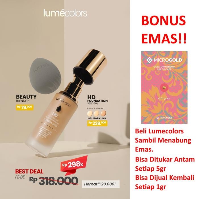 Lumecolors Paket Hemat Foundation Beauty Blender Sponge