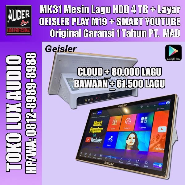 Mk31 Mesin Lagu Karaoke Geisler Play M19 Hdd 4 Tb Asli + Smart Youtube Promo 