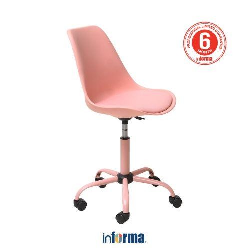 Informa Macaroons Kursi Kantor Sandaran Rendah - Pink Tempat Duduk Kerja Dengan Roda Office Chair