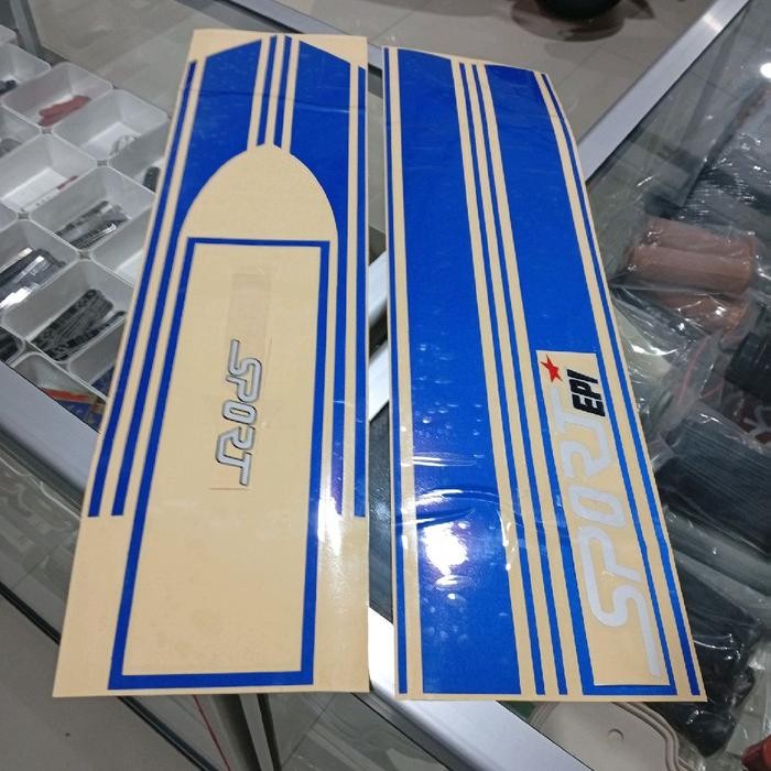 Stiker Striping Vespa px sport Blue Gold Silver Cutting
