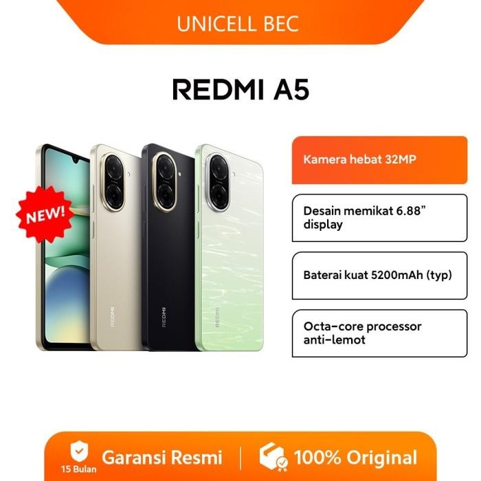lr4u- Xiaomi Redmi A5 Ram 4/128Gb Kamera 32Mp Baterai 5000Mah Garansi Resmi