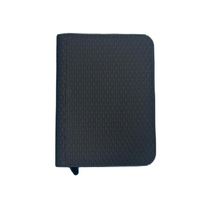 ZB 4 POCKET WOVEN LEATHER ZIP BINDER ALBUM BLACK KODE 1023