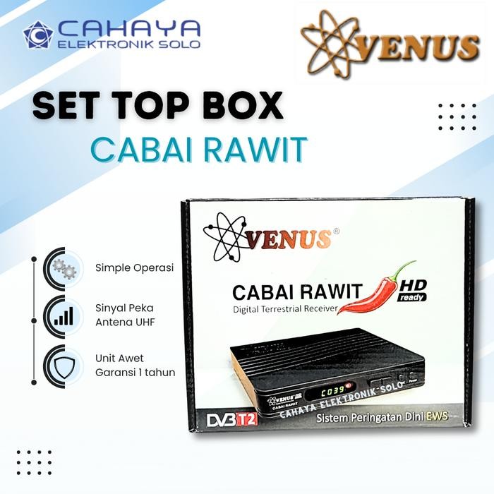 3j4e- Set Top Box Dvbt2 Venus Cabai Rawit Digital Stb Receiver Antena Uhf Tv Cabe T2