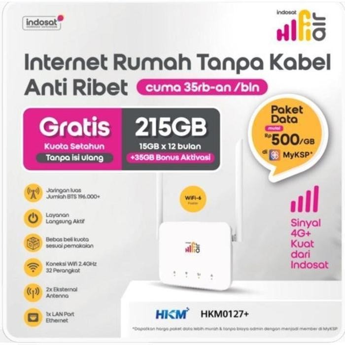 Router Modem 4G Indosat Modem WiFi HKM0127 4G CPE LTE Free Kuota 215GB