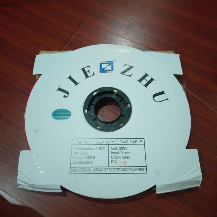 1 Roll 76.2M Kabel 16P Abu Abu Jalur Cable Awg28 Pita 16 P Pin Gray