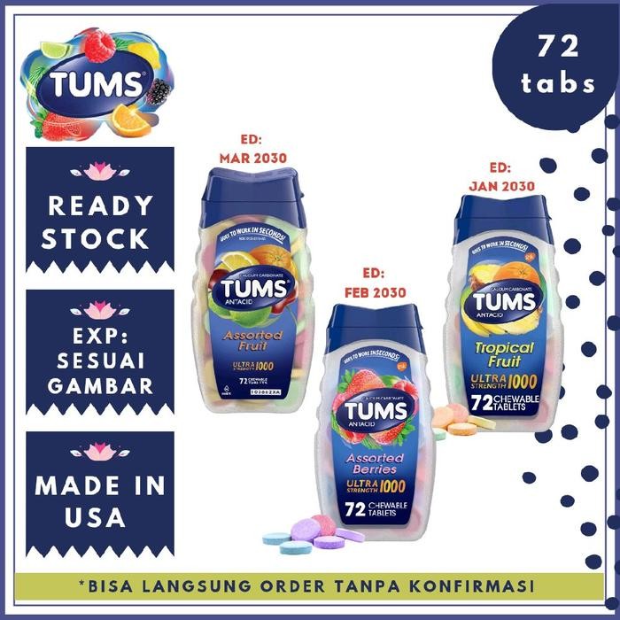 PROMO Tums Tropical Fruit Ultra Strength 1000 72ct Obat Maag Heartburn
