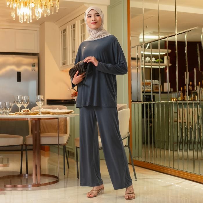 KirimCpT- Deyn Scarf - Cloudy Set Apparel - One Set/Baju Setelan Wanita Jersey Atasan Celana