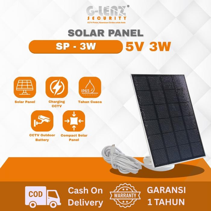 GLENZ Solar Panel CCTV Outdoor 5V 3W Solar Panel Batre CCTV Outdoor Panel Surya Pengisi Batre CCTV
