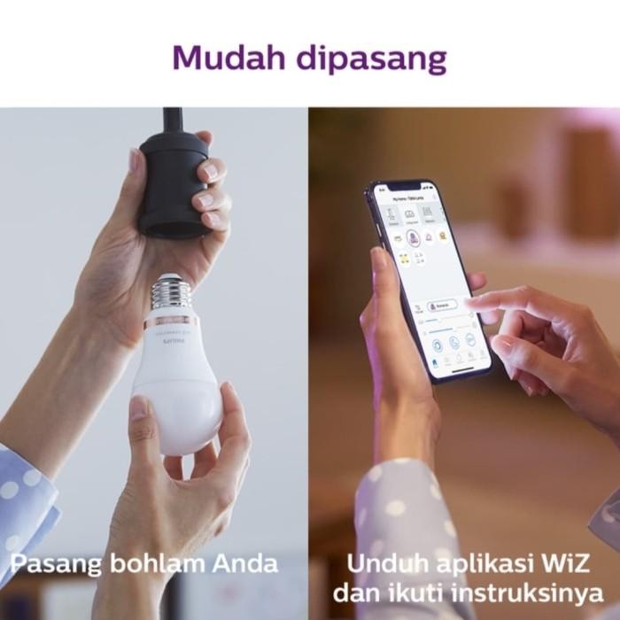 Lampu Bohlam Led Smart Wifi Wiz 8W Rgb Philips