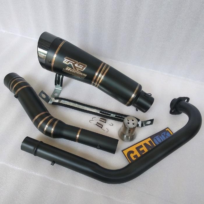 ASLI knalpot racing R9 h2 black doff leher doff untuk Vixion son Verza cb150 old new MX Sonic R15