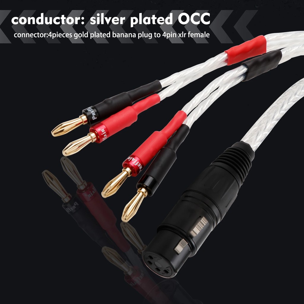BEST SELLER XLR Female to 4 Banana plug Y spade Deluxe 4mm OCC Silver Plated Gold Plated Banana Plug