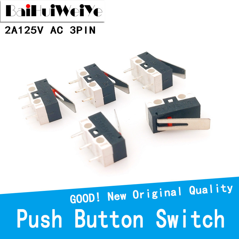 20Pcs/Lot Micro Switch Push Button Switch 3 Pin 2A 125V Ac Mini Light Touch Switch For Mouse