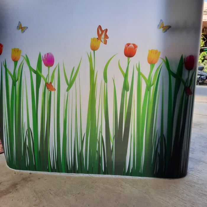 gy30- Fiber Pagar / Penutup Pagar Motif Bunga Tulip Tinggi 1M (0,55Mm)