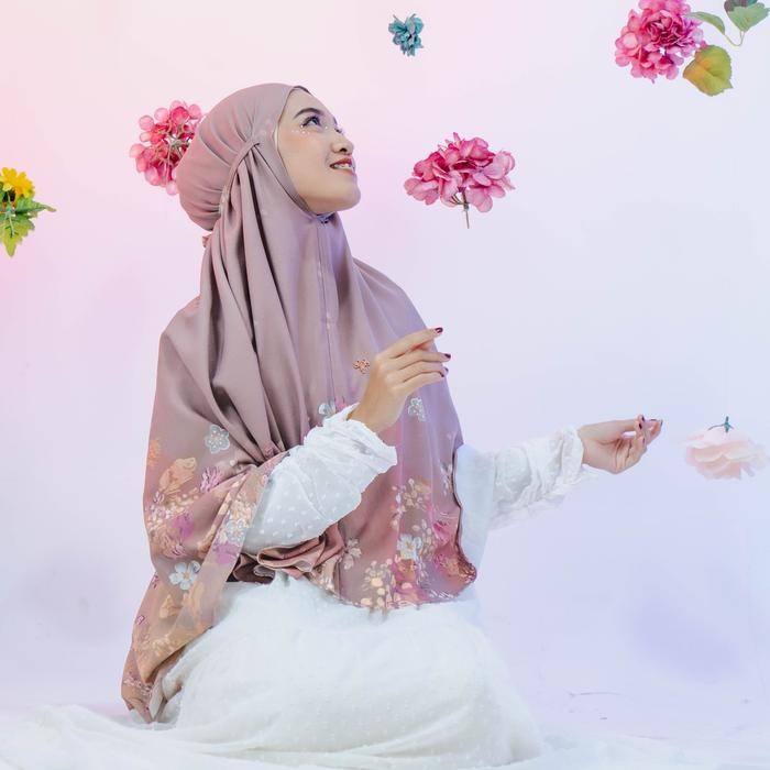 Sale VESELKA Tafna Bergo Syari Hijab Printing instant Khimar Motif Bunga Syari Jilbab Kerudung