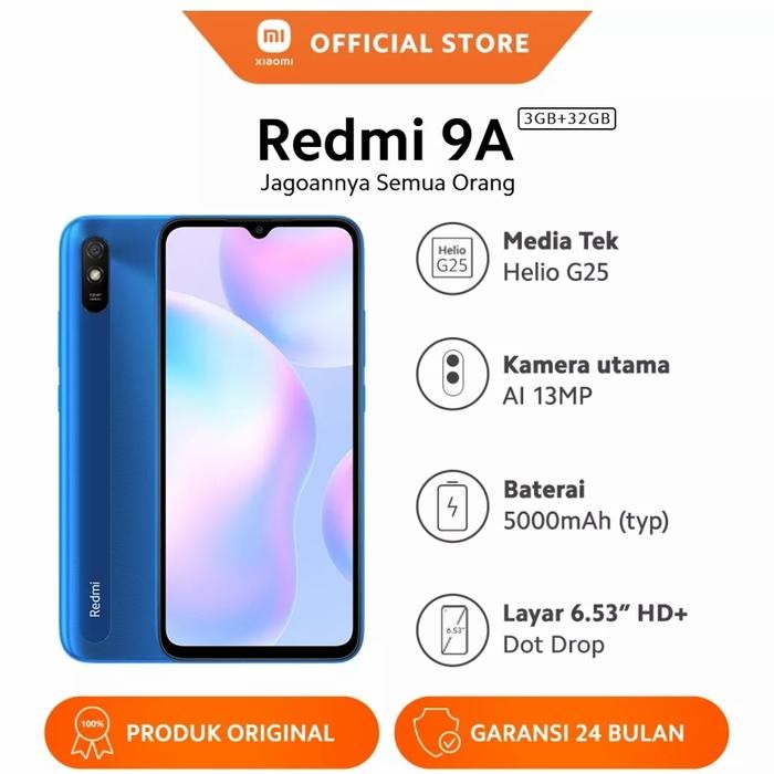 BdGGadget- Xiaomi Redmi 9A Ram 3/32 Gb Layar 6.53 Batre 5000 Mah Garansi Resmi