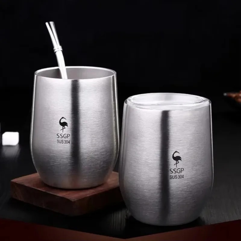 Yerba Mate Cup 304 Stainless Steel Double Wall Argentine Yerba Mate Gourd With Lid/Straw Portable