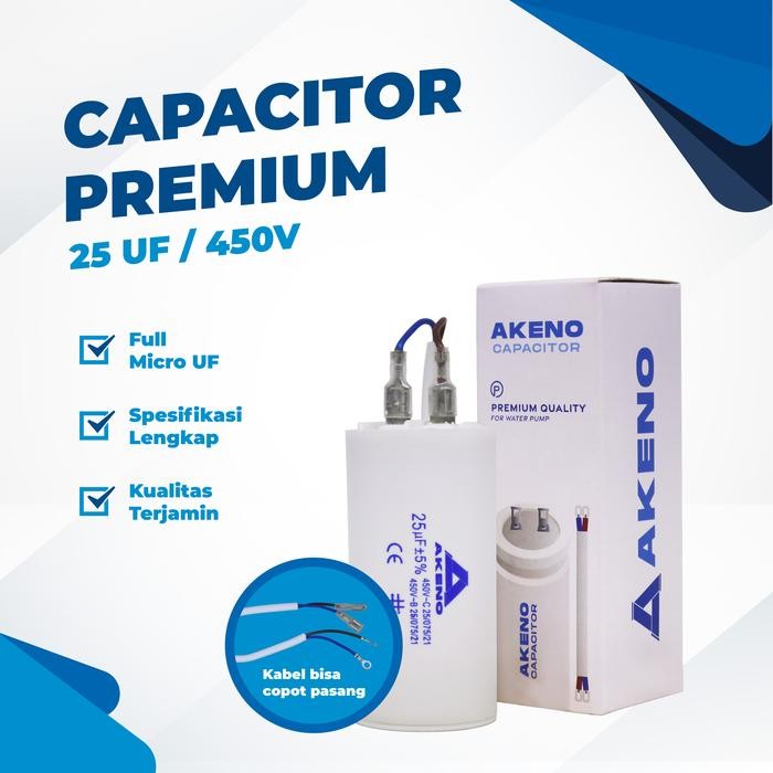 AKENO 25 UF - 450V KAPASITOR / CAPACITOR COLOK DAN KABEL (CAPACITOR)