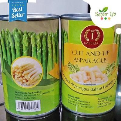 IMPERIAL Cut & Tip Asparagus 430 Gram / KALENG Fresh Vegetables Potongan Dalam Larutan Garam Masak I