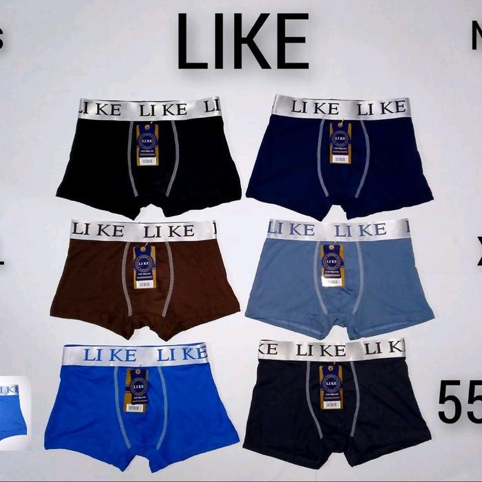 (isi 3pcs)CD LAKI BOXER . MEREK LIKE. Lembut Nyaman Pria Spandex Pendek