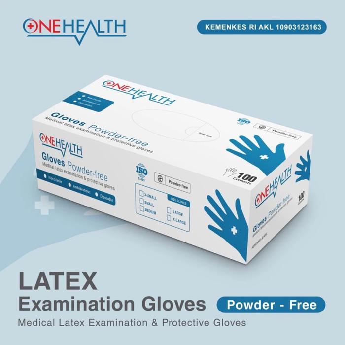 ONEHEALTH SARUNG TANGAN LATEX POWDER FREE AKD HANDSCOON SIZE S M L SARUNG TANGAN NON-STERIL