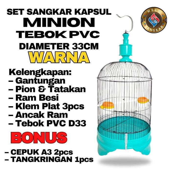 SET SANGKAR LOVEBIRD MINION TANGGUNG PVC OVAL / KAPSUL BESI KANDANG LOVEBIRD SANGKAR BURUNG LOVE