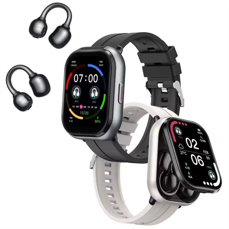 D12 Smart Watch Earphone TWS 2 in 1 Wireless Bluetooth Call Headset Music Playback Sport Fitness