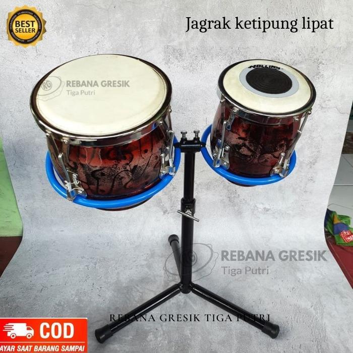 Ketipung Kendang Dangdut Kayu Nangka 1 set Plus Jagrak Lengkap