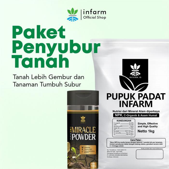 INFARM - PAKET PENYUBUR TANAH, PAKET LENGKAP PUPUK PADAT INFARM DAN MIRACLE POWDER ASAM HUMAT