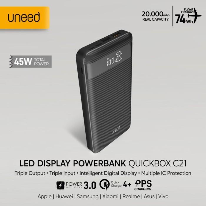 TERLARIS UNEED 20000mAh Powerbank Support Laptop 45W QC 4.0 PD 3.0 PPS - UPB152