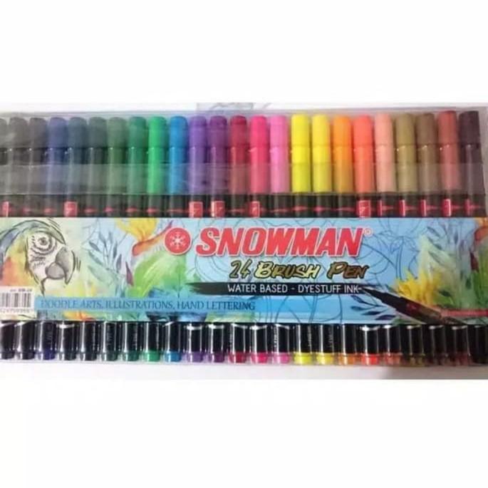 spidol brush pen set 24 snowmen original