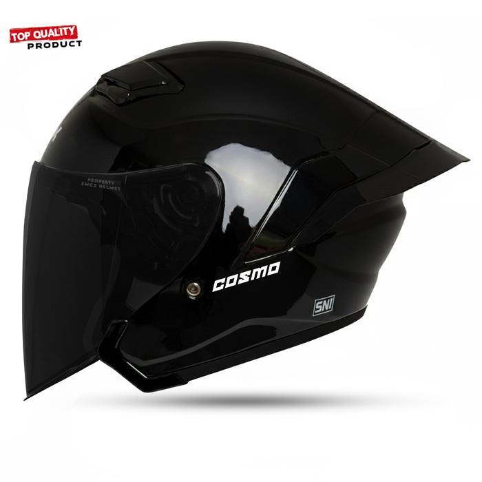 Diskon Helm Hkm Cosmo - Helm Half Face / Black Doff Glosy Kaca Hitam Sni Motorcycle Original