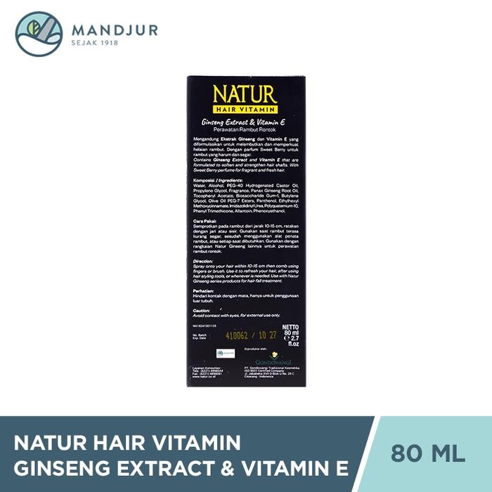 TERMURAH Natur Hair Vitamin Ginseng Extract & Vitamin E 80 ML - Vitamin Semua Jenis Rambut