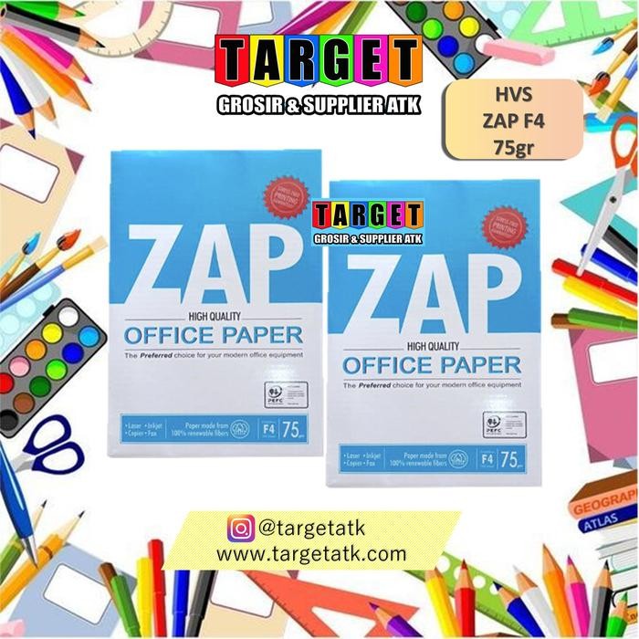 

NEW PRODUK KERTAS PRINT FOTOCOPY HVS F4 ZAP 75 GR (SETARA PAPERONE) / HVS ZAP 75G WARUNG ARA67