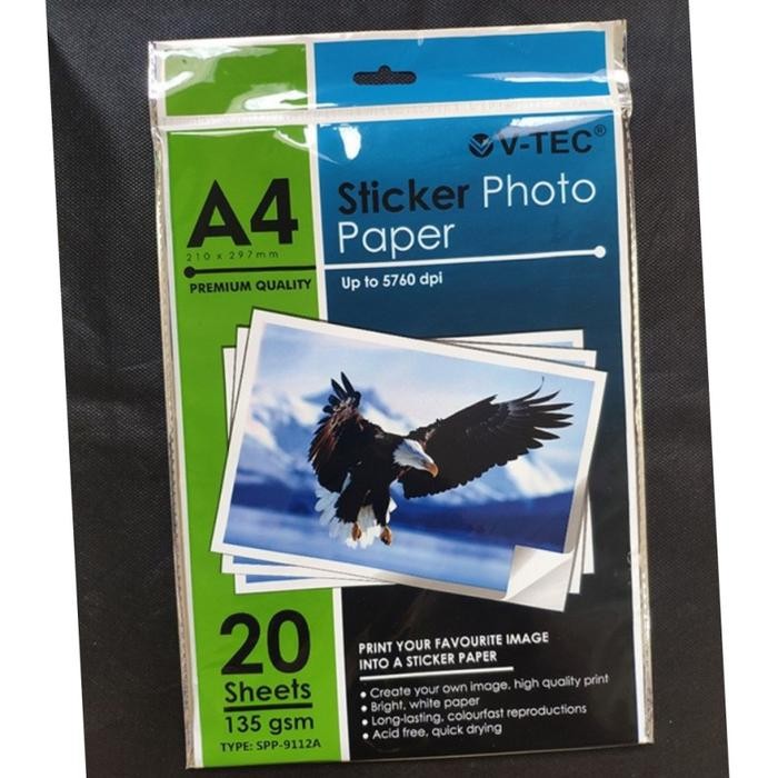 

Pilihan- Kertas Stiker Photo 135Gsm V-Tec A4/ Sticker Photo Paper