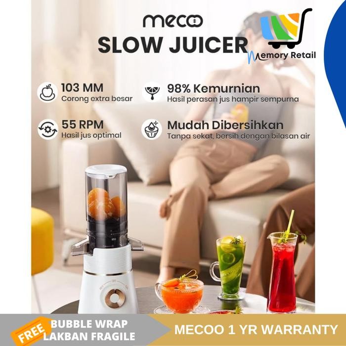 Mecoo Slow Juicer Aesthetic Juicer Buah Sehat Low Watt