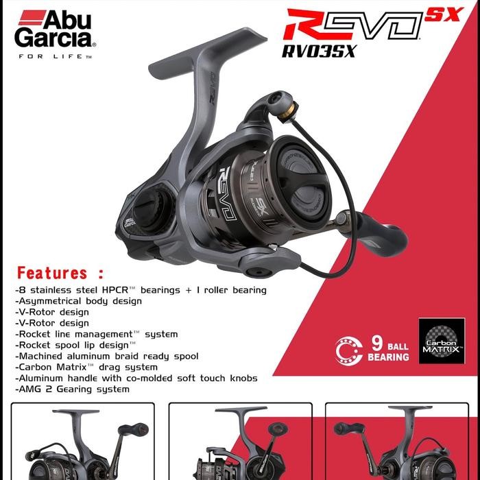 REEL SPINNING ABU GARCIA REVO SX RVO3SX30 & RVO3SX40 9BB Deskripsi: Didesain ulang dari bawah ke