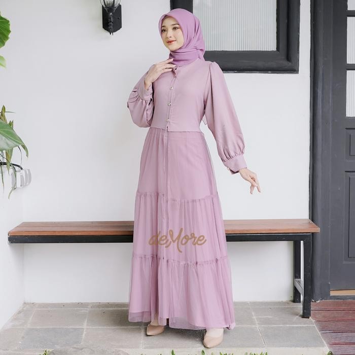 Demore Gamis Pesta Remaja Dewasa 2In1 Set Rok Tutu Panjang Baju Kondangan Ready Hitam