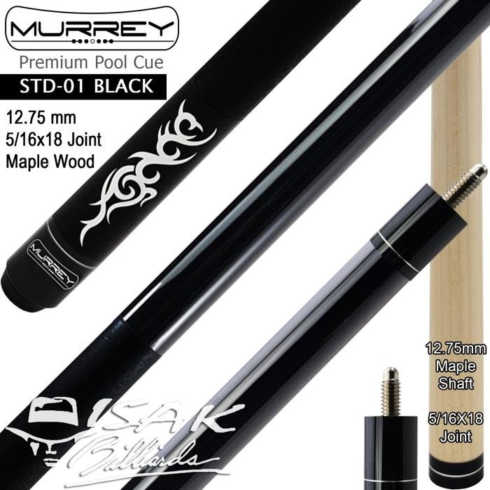 Murrey STD-1 - Maple Pool Billiard Cue Stick - Stik Biliar - Hitam